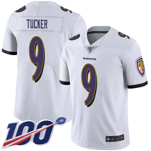 Baltimore Ravens Limited White Men Justin Tucker Road Jersey NFL Football #9 100th Season Vapor Untouchable